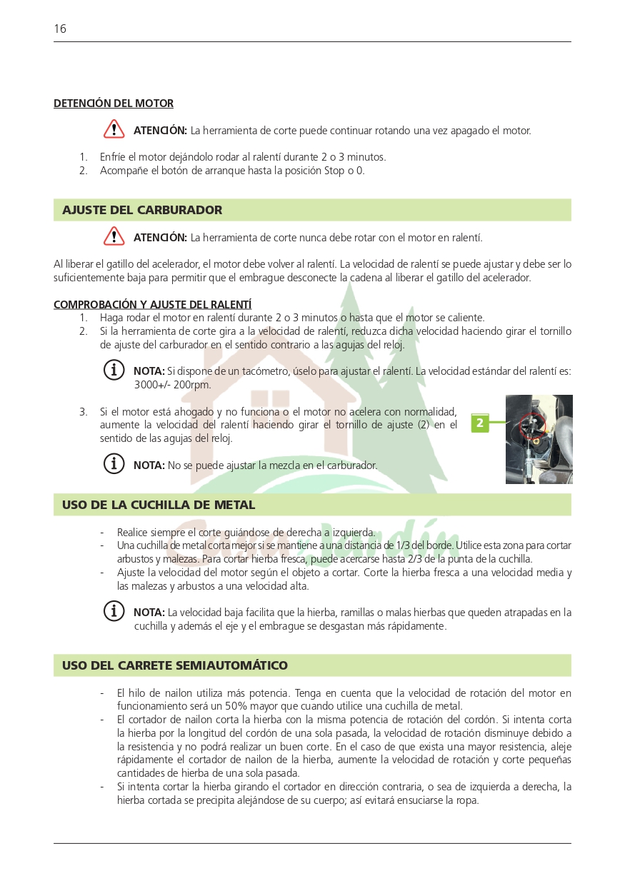 Manual de instrucciones Desbrozadora Mixury x-52